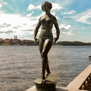 Lakeside Decorative Copper Cast Naked Plump Female Statue Bronze Nude Woman Statues