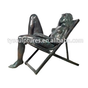 Exquisite Bronze Sexy Nude Woman Art Statue Naked Sitting Girl Human Figure Sculpture