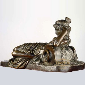 Ancient Decorative Female Sculpture Bronze Copper Metal Elegant Lying Sexy Lady Statue