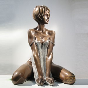 Life Size Bronze Naked Female Statue With Cloth Sexy Half Naked Woman Statues