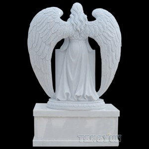 Custom Marble Angel Tombstone European Cemetery Headstone Praying Ange Statue Stone Monument
