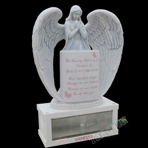 Custom Marble Angel Tombstone European Cemetery Headstone Praying Ange Statue Stone Monument