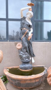 Beautiful Lady Statue Stone Marble Water Fountain For Garden Yard Decoration