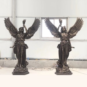 Cheap Price Large Goddess Resin Angel Of Light Statue Fiberglass Pair Of Angel With Torch Sculputre