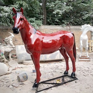 High Quality Factory Price Life Size Outdoor Fiberglass Resin Horse Statue Sculpture