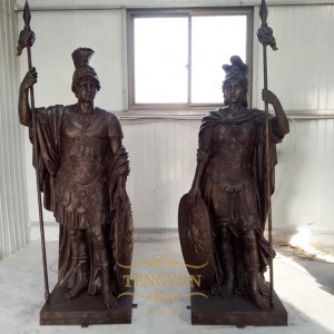 Pair Of Male And Female Warrior Statue Fiberglass The Roman Gladiator Park Sculpture