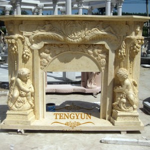 Indoor decoration natural marble cavred fireplace