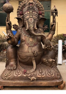 Life Size Religious Hindu God Ganesh Sculpture Antique Bronze Buddha Indian Statue