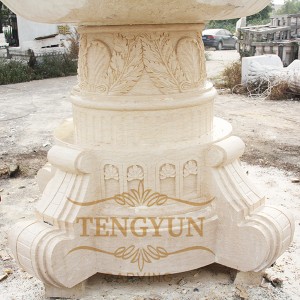Beige marble carving garden figure fountain