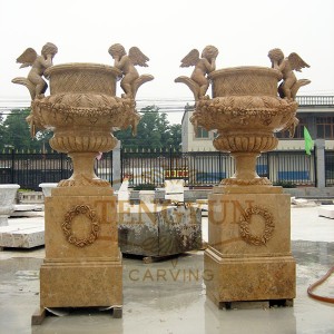 20 Years Exporter Hand-Carved and Polished Marble Flowerpots