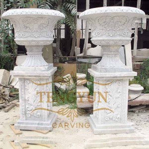 20 Years Exporter Hand-Carved and Polished Marble Flowerpots