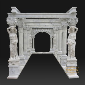 Chinese Exquisite Hand Carved Stone Sculpture Marble Gazebo Rectangular Pavilion With Lady Statues