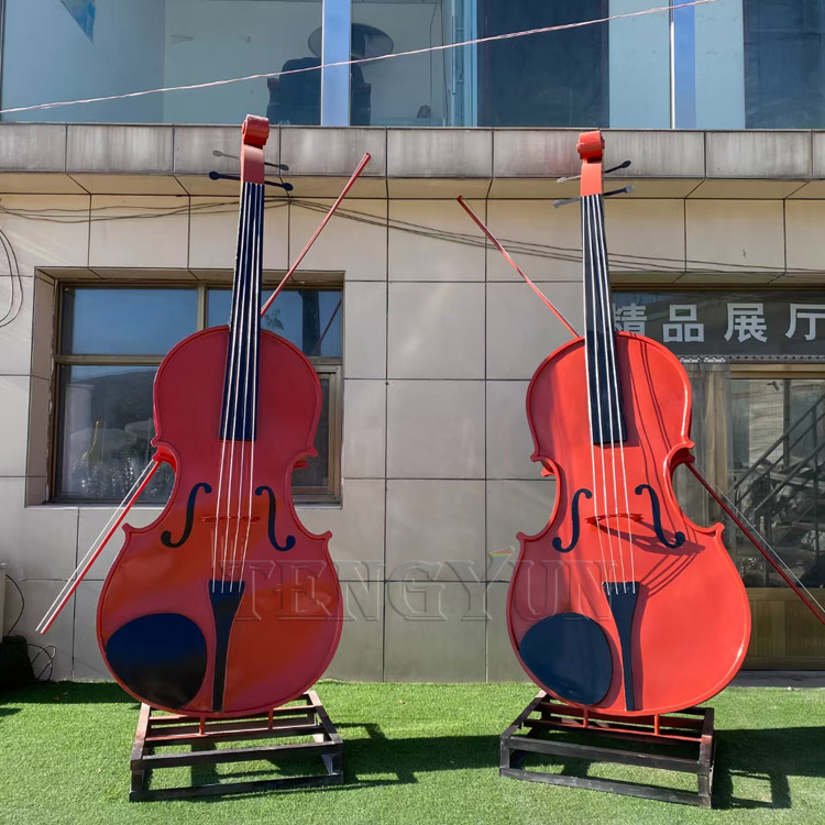 large size decorative metal violoncello sculpture stainless steel cello sculpture (1)