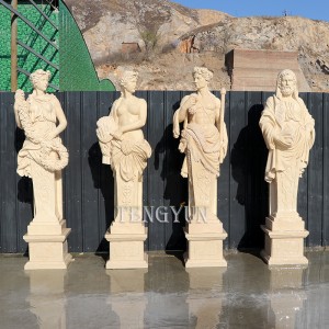 Male And Female Marble Statues Hand Carved Garden Decorative Four Season Human Sculptures