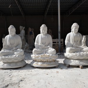 Religious statue temple decorative stone marble Sakyamuni statue