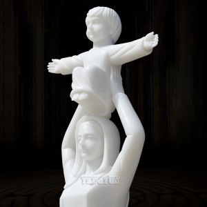 Outdoor Garden Decorative White Marble Stone Mother Virgin Mary With Child Statue Catholic Figure Sculpture