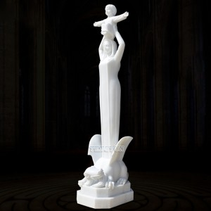 Outdoor Garden Decorative White Marble Stone Mother Virgin Mary With Child Statue Catholic Figure Sculpture