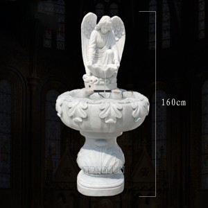Indoor Stone Angel Fountain Garden Life Size Angel Statue Marble Water Feature For Sale