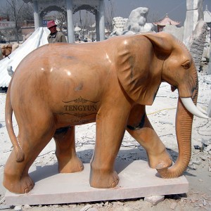 Natural stone carving animal sculpture white marble elepahnt statue