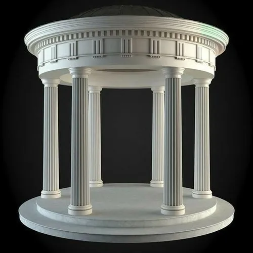 European Courtyard Garden House Decoration Large Size Roman Columns Marble Stone Gazebo with Iron Dome