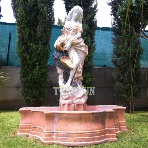 Park decorative natural marble statue woman pouring water fountain