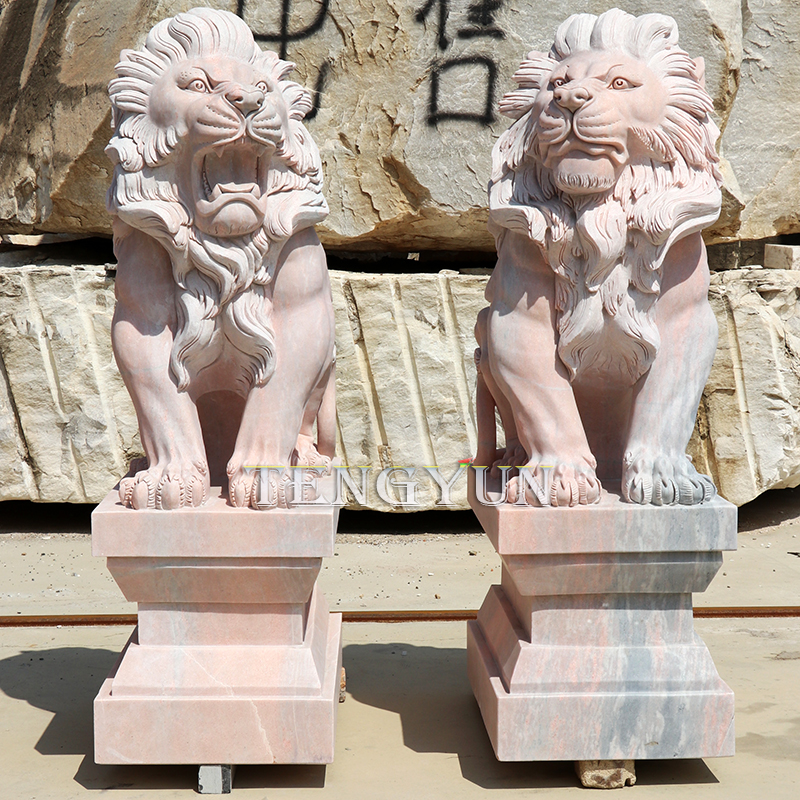 marble lion sculptures (2)