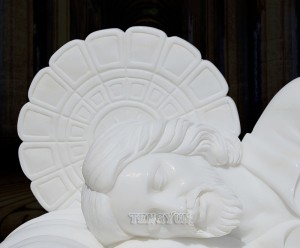 Christian Religious Church Decor White Marble Sleeping Jesus Statue Stone Lying Joseph Sculpture