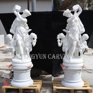 Marble Mother And Boy Statues Stone Carving Dancing Lady With Children Sculpture For Outdoor