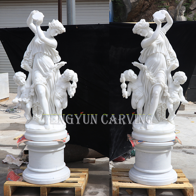 marble mother and children statues
