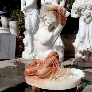 Popular Naked Lady Taking Off Cloth Statue Mixed Color Natural Marble Nude Female Sculpture