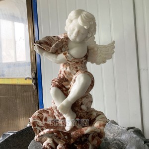 Outdoor garden decorative natural marble hand carved small angel statue cherub water fountain