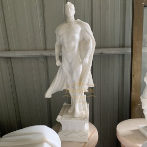 Small Size Natural Marble Super Man Statue Desktop Sculpture For Home Decoration
