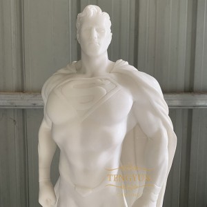 Small Size Natural Marble Super Man Statue Desktop Sculpture For Home Decoration