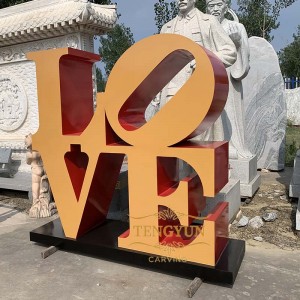 Outdoor Metal Orange Color LOVE Word Art Sculpture Stainless Steel Letters Modern Sculptures