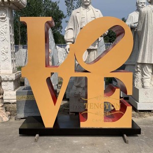 Outdoor Metal Orange Color LOVE Word Art Sculpture Stainless Steel Letters Modern Sculptures