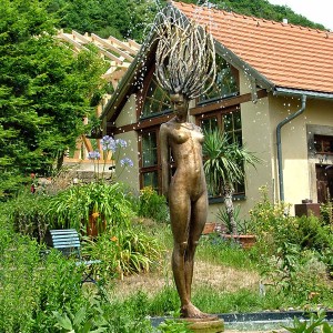 Bronze lady water fountain