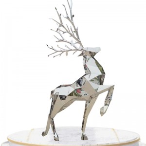 Life size stainless steel deer sculpture