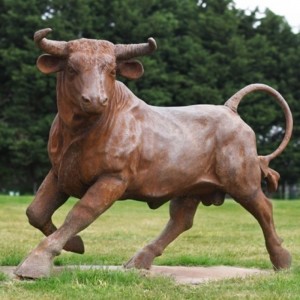 Life size cast iron animal bull sculpture