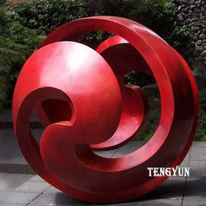 Red Color Modern Art Sculpture Abstract Stainless Steel Decorative Statues From China Direct Factory