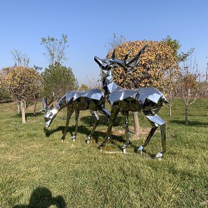 Public morden art abstract sculpture stainless steel deer statue