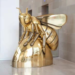 Outdoor Large Decorative Stainless Steel Bee Sculpture Park Decor Metal Insects Art Sculptures For Sale