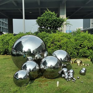 Morden art landscape sculpture polished stainless steel sphere