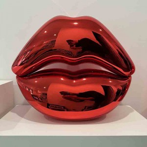 Outdoor seaside decorative yellow lip stainless steel sculpture for sale