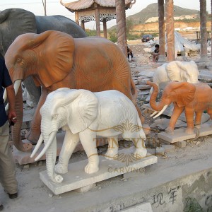 Garden decoration hand carved stone marble animal elephant statue
