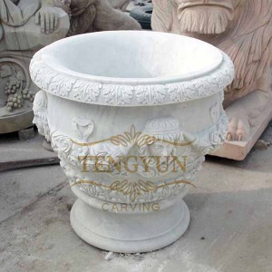 Garden marble flowerpot