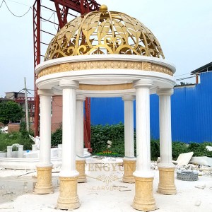 Cheap Cost Of Metal Dome White Marble Gazebo With Fluted Roman Columns For Sale