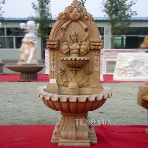 Large Marble Wall Water Fountain With Human Head Sculptures
