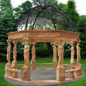 Quoted price for Hot Selling Outdoor Garden Customized Large Vaulted Marble Gazebo for Sale