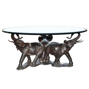 Three Bronze Cast Deer Sculptures As Base Home Coffee Table Animal Statue Tea Table