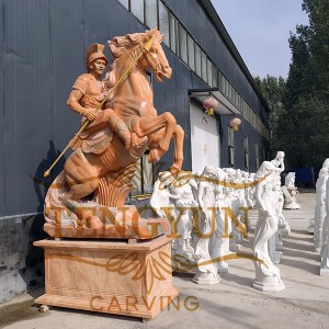 Roman stone marble warrior ridding horse sculpture